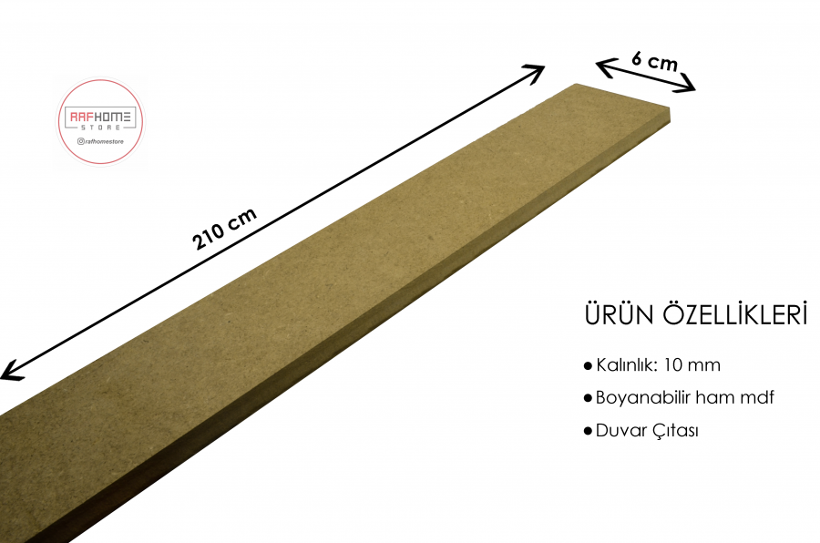 İskandinav Duvar Çıtası 10 Mm (Kalinlik) 6 Cm (En) X 210 Cm (Boy)ham Mdf ( 1 Boy )