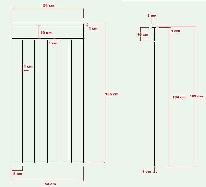 54 cm Genişlik x 105 cm Ham mdf Duvar paneli ( 10 mm kalınlık )