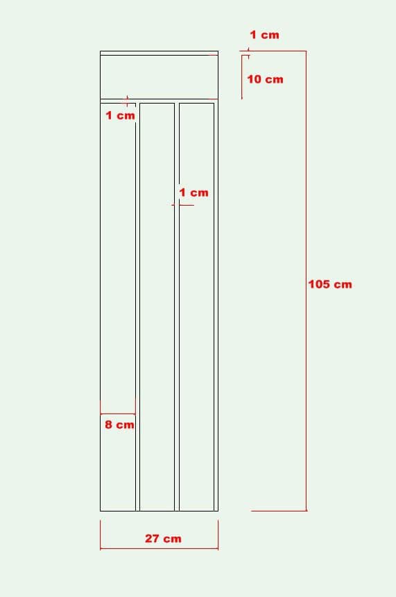 27 cm Genişlik x 105 cm Ham mdf Duvar paneli ( 10 mm kalınlık )