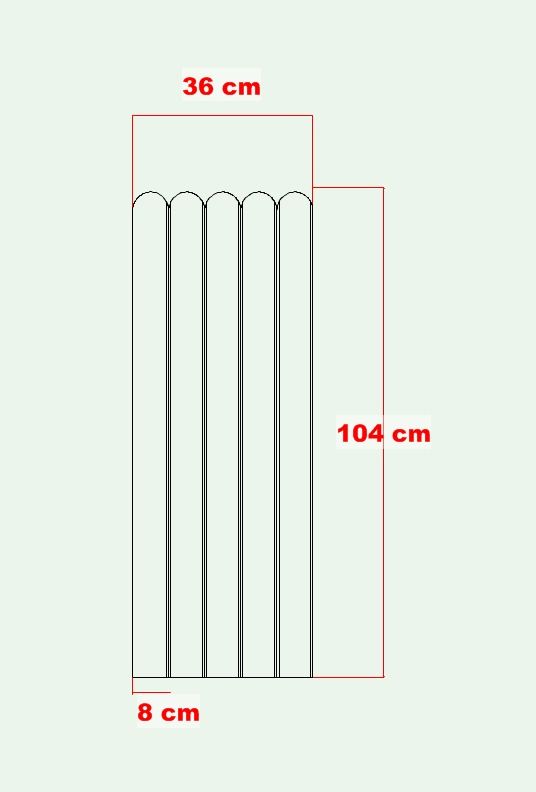 36 cm Genişlik x 105 cm ( ÜSTÜ OVAL ) Ham mdf Duvar paneli ( 10 mm kalınlık )