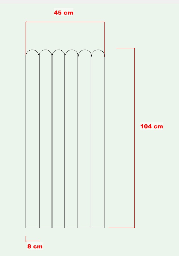 45 cm Genişlik x 105 cm ( ÜSTÜ OVAL ) Ham mdf Duvar paneli ( 10 mm kalınlık )