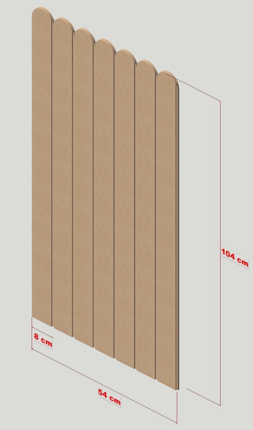 54 cm Genişlik x 105 cm ( ÜSTÜ OVAL ) Ham mdf Duvar paneli ( 10 mm kalınlık )