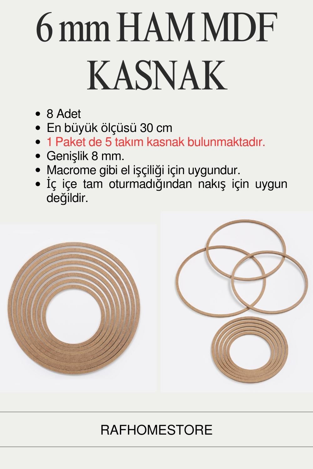 8'Lİ HAM MDF VİDASIZ KASNAK (5’Lİ SET)
