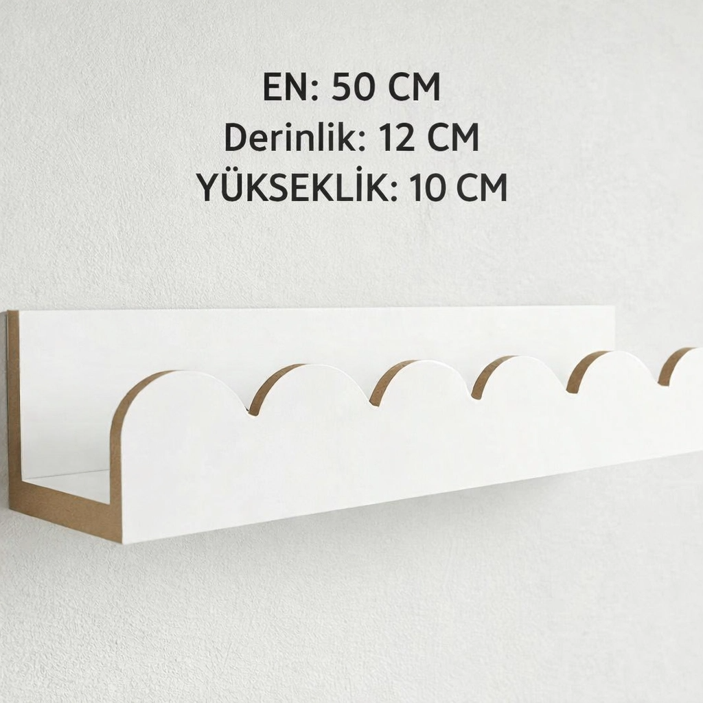 BEYAZ MDFLAM DUVAR RAFI (50 CM X 12 CM)