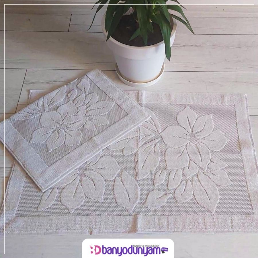Yaprak Desenli 2'li Havlu Paspası(50x70cm /60x95cm)