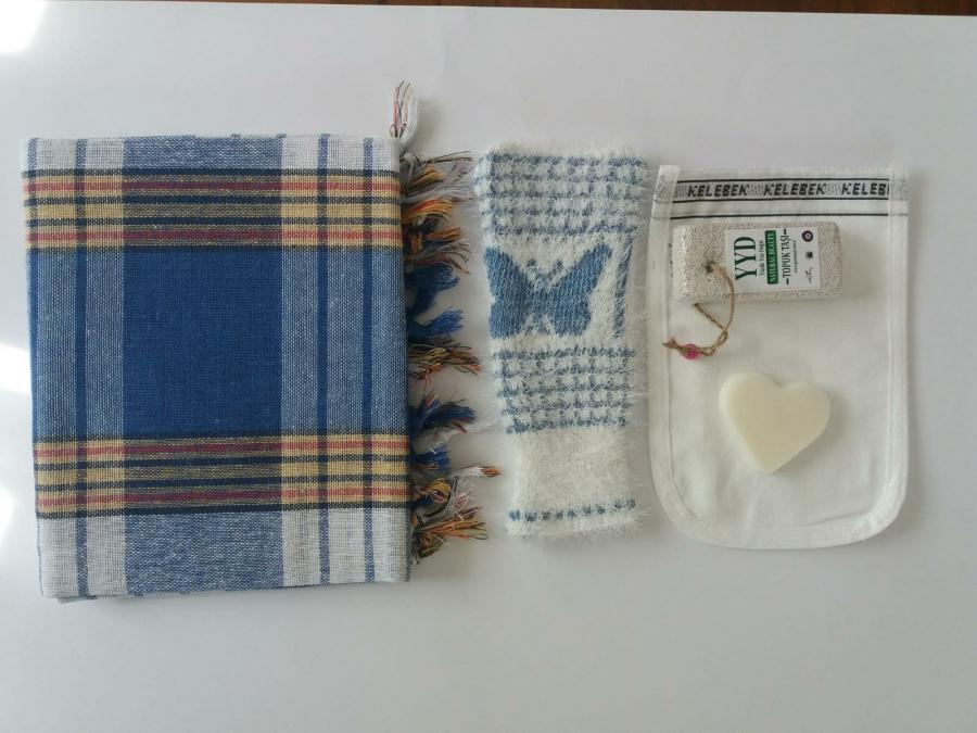 Klasik Peştemalli Hamam Seti 5'li(Tül kese içinde)