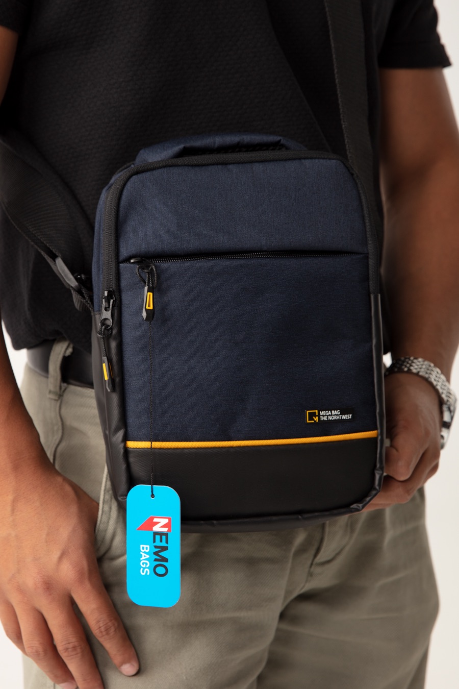 NEMO BAGS Unisex LACİVERT GRİ Çapraz Sırt Ve Göğüs Çantası NemoBags Bodybag Çanta 25x18x9cm