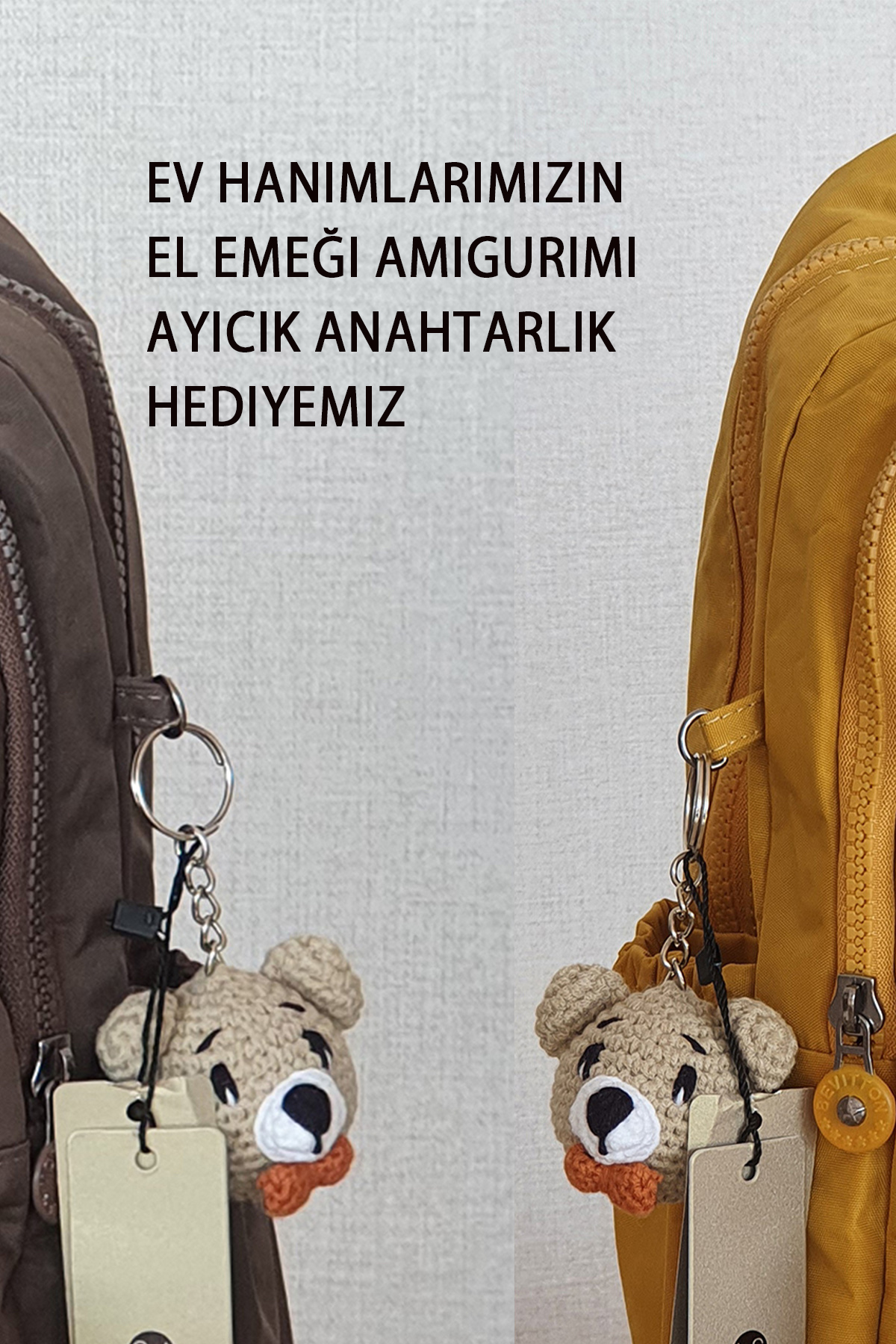 Nemo Bags HAKİ Sırt, Okul, 14 İnç Laptop, Seyahat Çantası Amigurumi Ayıcık Anahtarlık Hediyeli