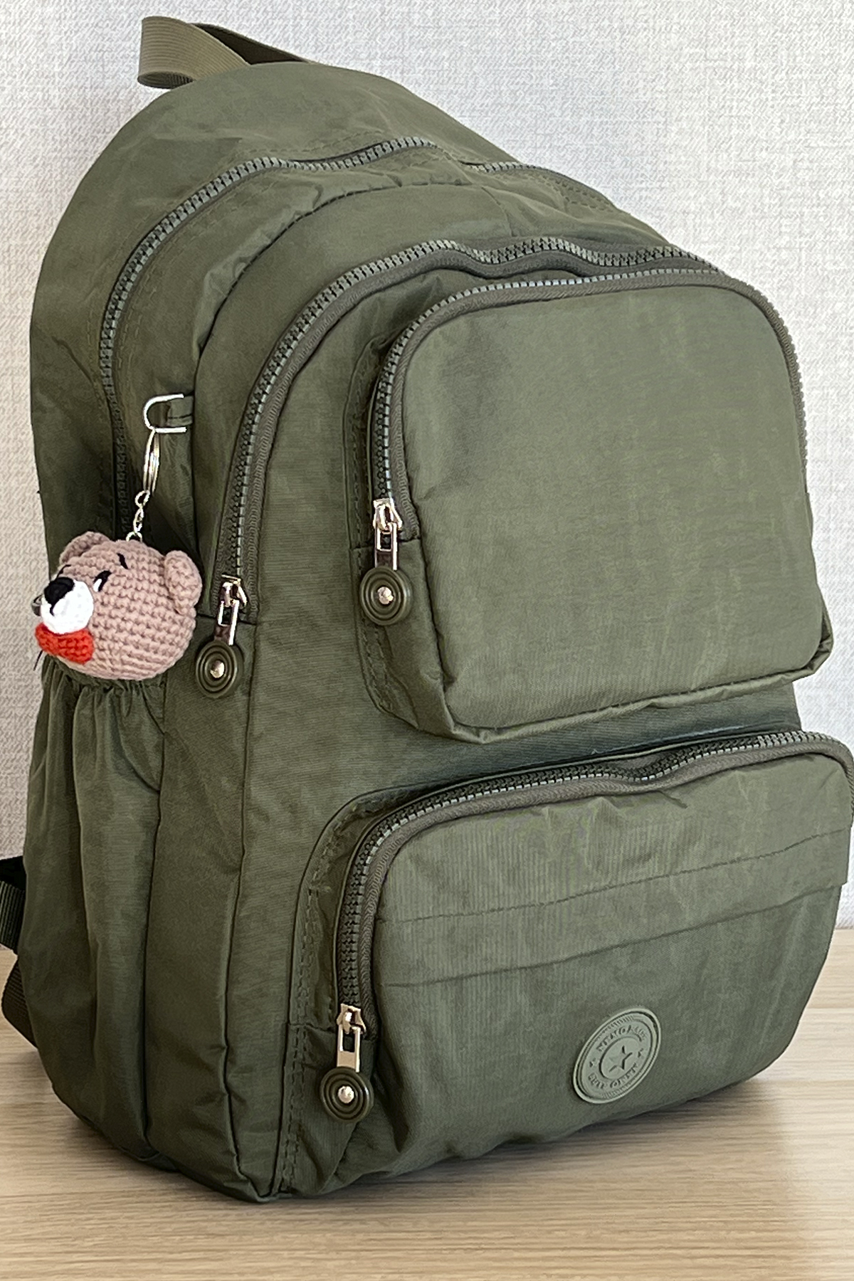Nemo Bags HAKİ Sırt, Okul, 14 İnç Laptop, Seyahat Çantası Amigurumi Ayıcık Anahtarlık Hediyeli