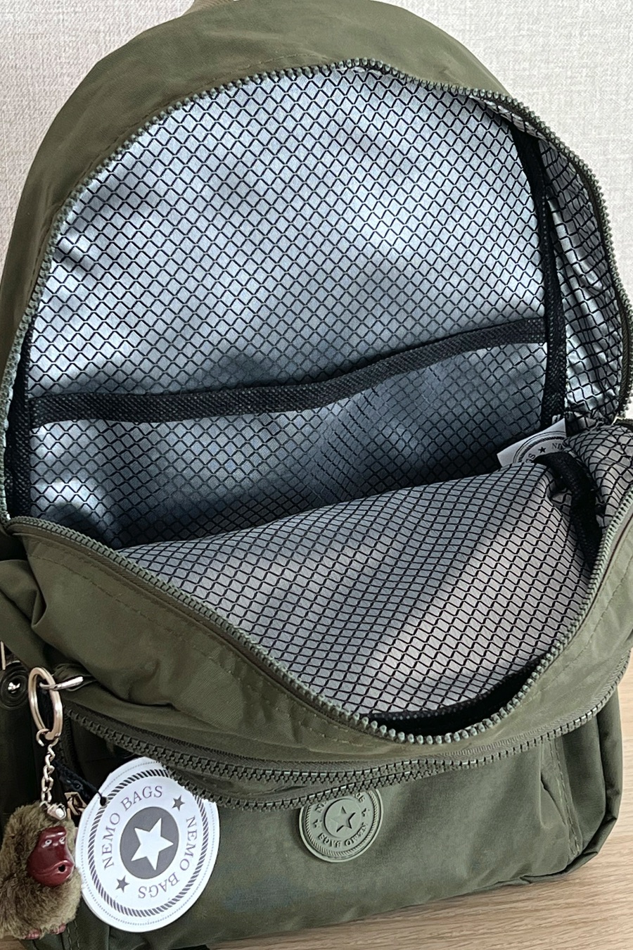 Nemo Bags HAKİ Sırt, Okul, 14 İnç Laptop, Seyahat Çantası Amigurumi Ayıcık Anahtarlık Hediyeli