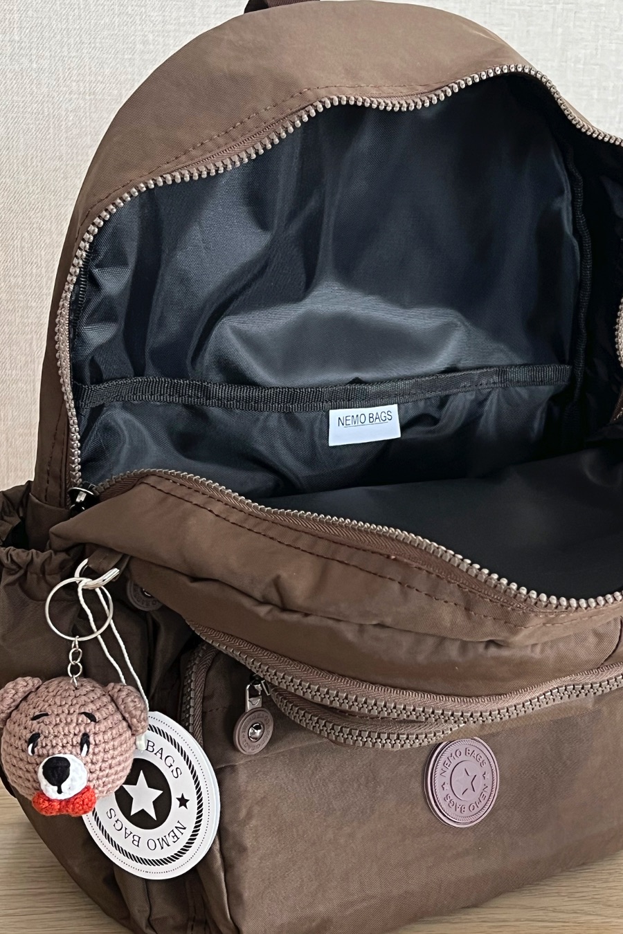 Nemo Bags Koyu Vizon Sırt, Okul, 14 İnç Laptop, Seyahat Çantası Amigurumi Ayıcık Anahtarlık Hediyeli