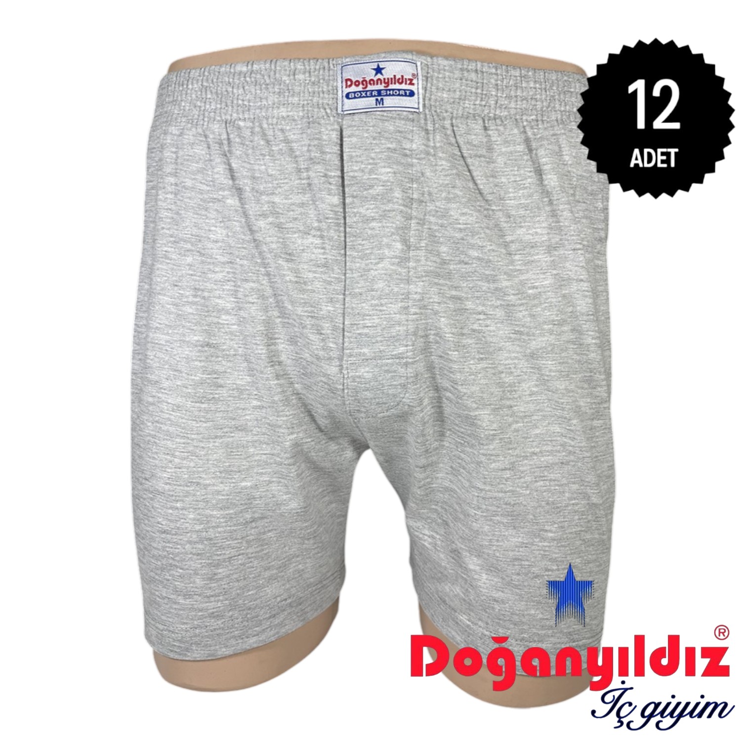 Doğan Yıldız 2210 Penye Boxer Külot Gri 12 li Paket