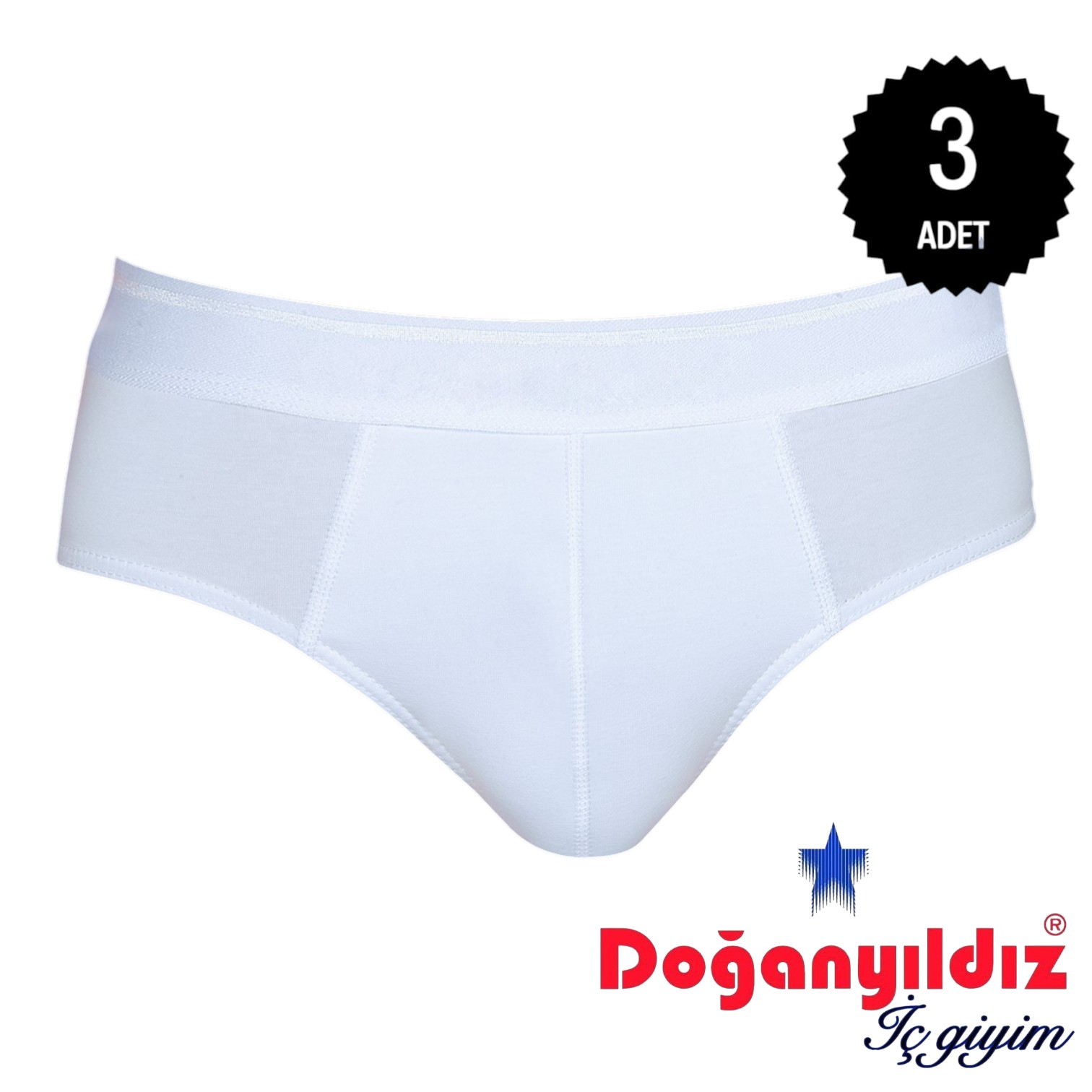 Doğan Yıldız 2850 Likralı Vücüdu Saran Erkek Slip Külot Beyaz 3 lü Paket