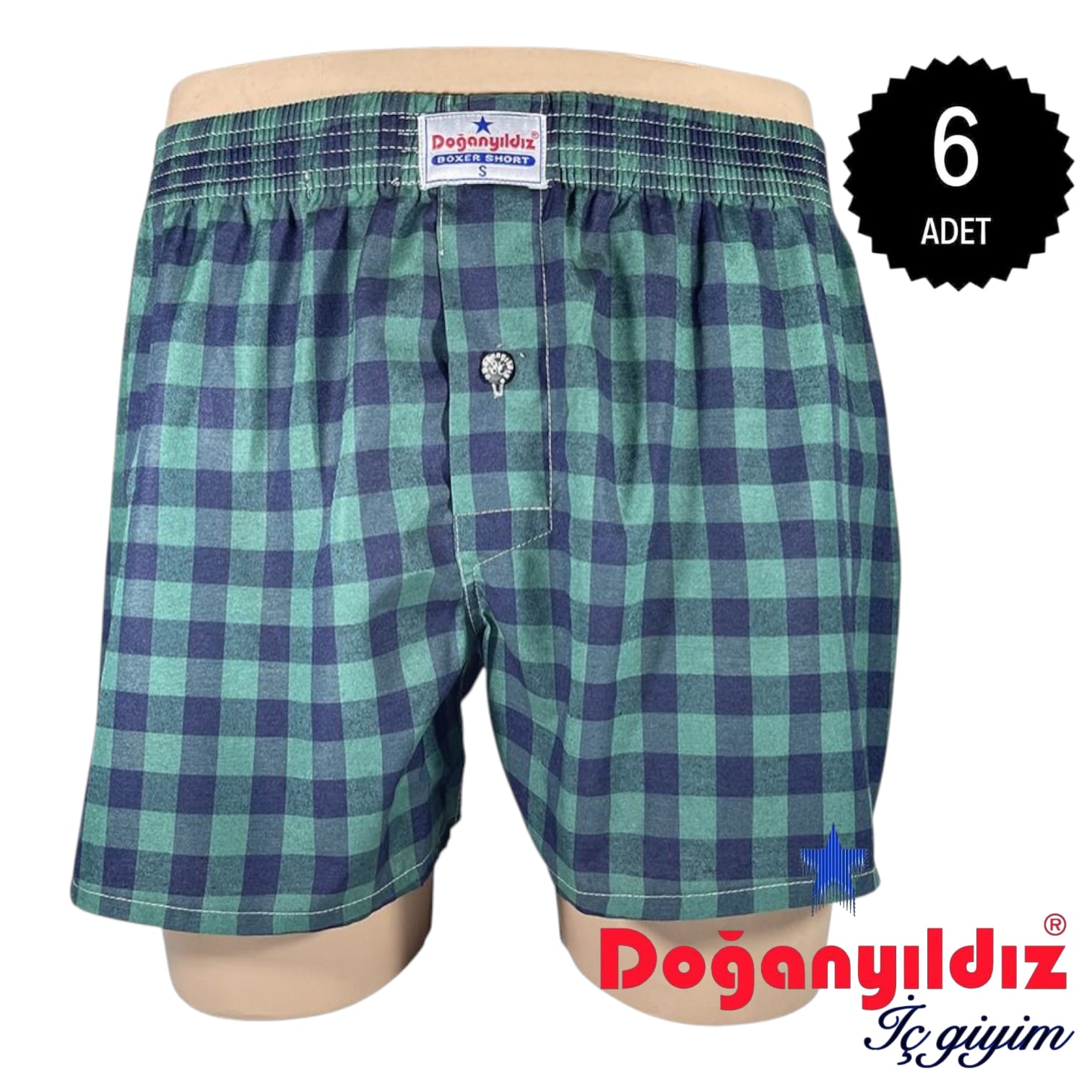 Doğan Yıldız 2250 Yazlık Poplin Boxer Karışık Renk 6 lı Paket