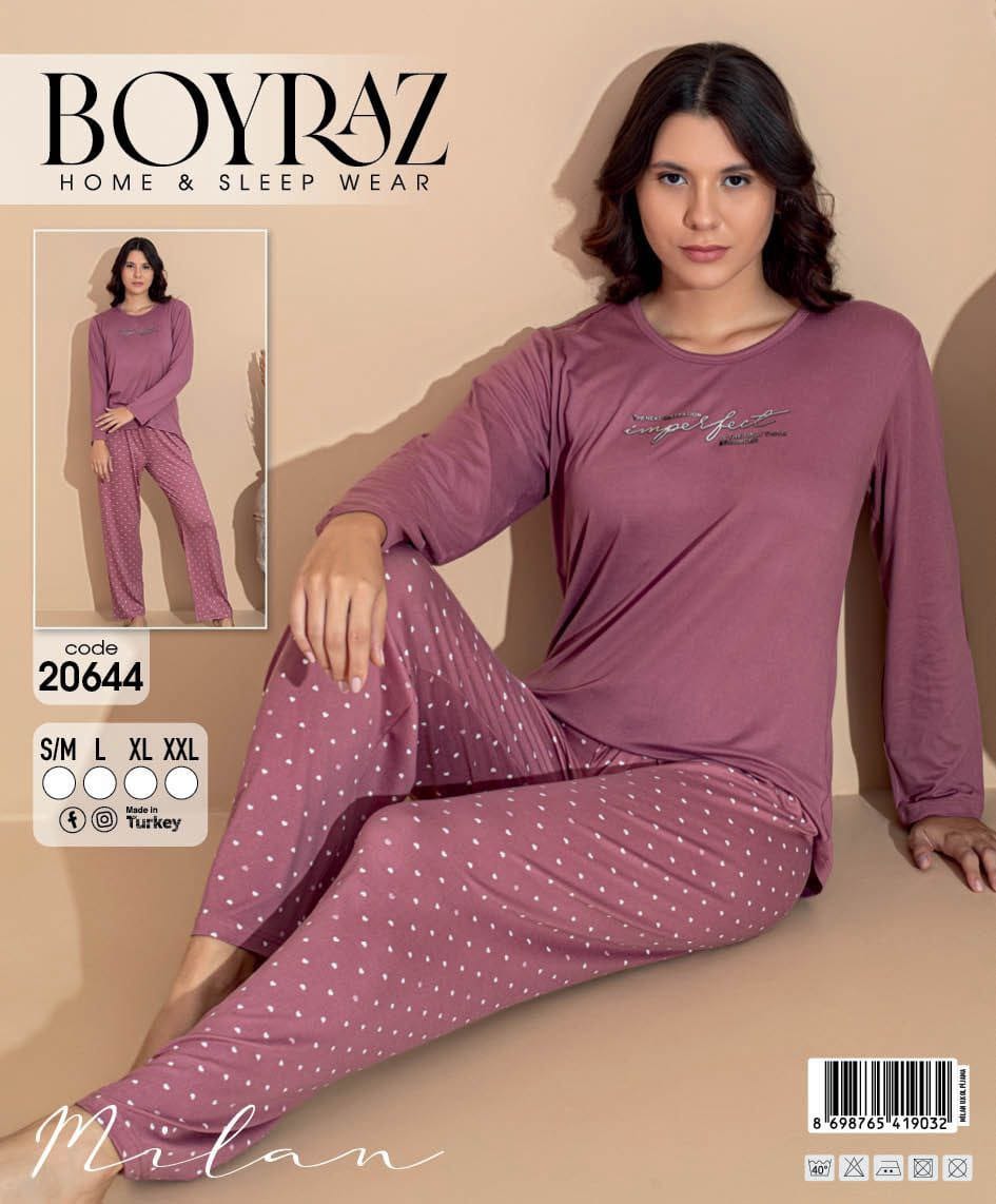 Boyraz 20644 Uzun Kol Milan Kumaş Pijama Takımı
