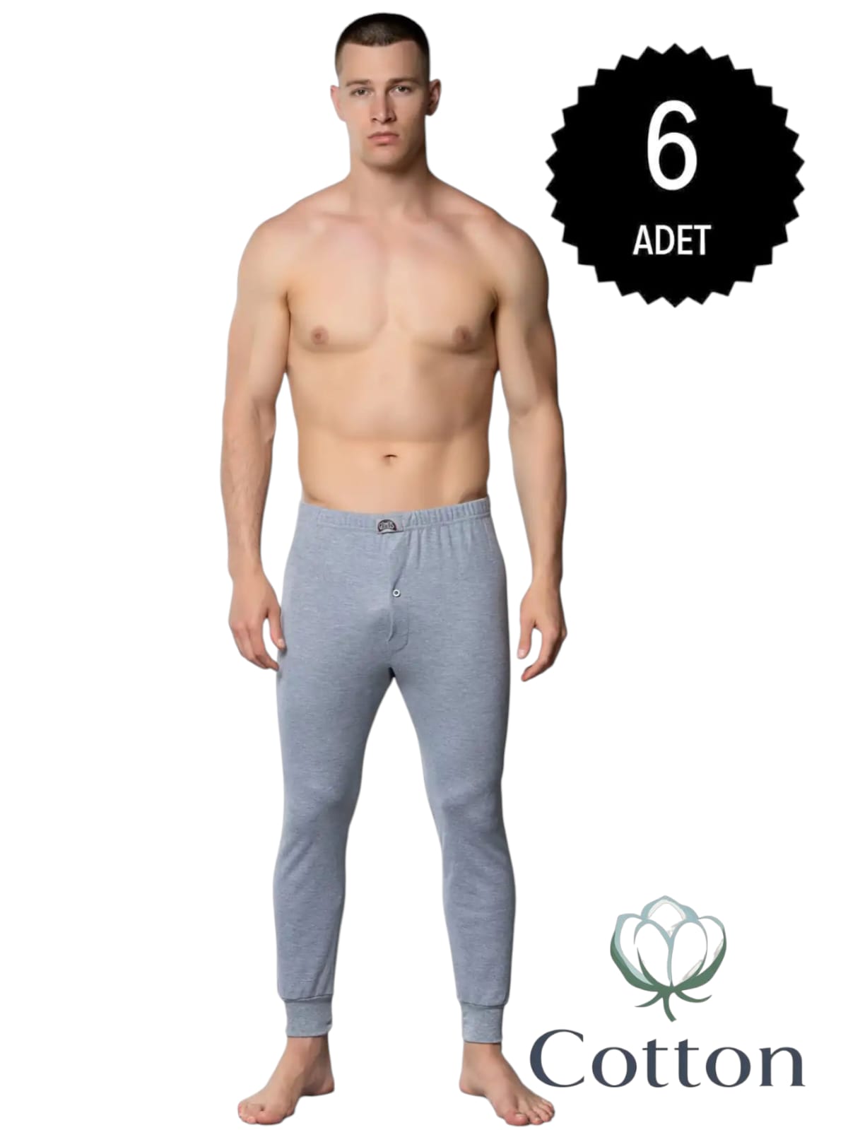 Gümüş İç Giyim 4017 Erkek İnterlok Pijama Alt Gri 6 lı Paket