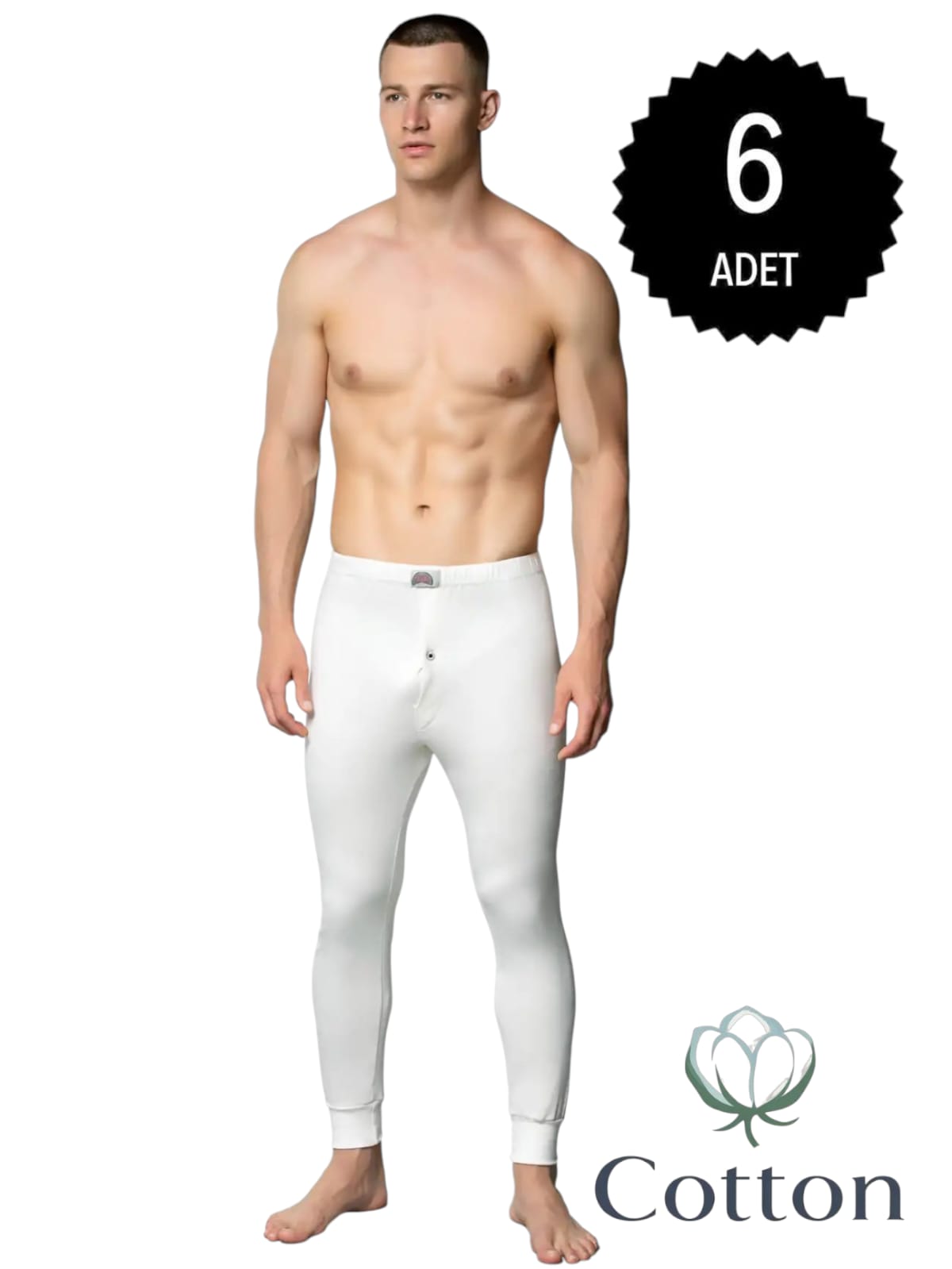 Gümüş İç Giyim 4017 Erkek İnterlok Pijama Alt Ekru 6 lı Paket