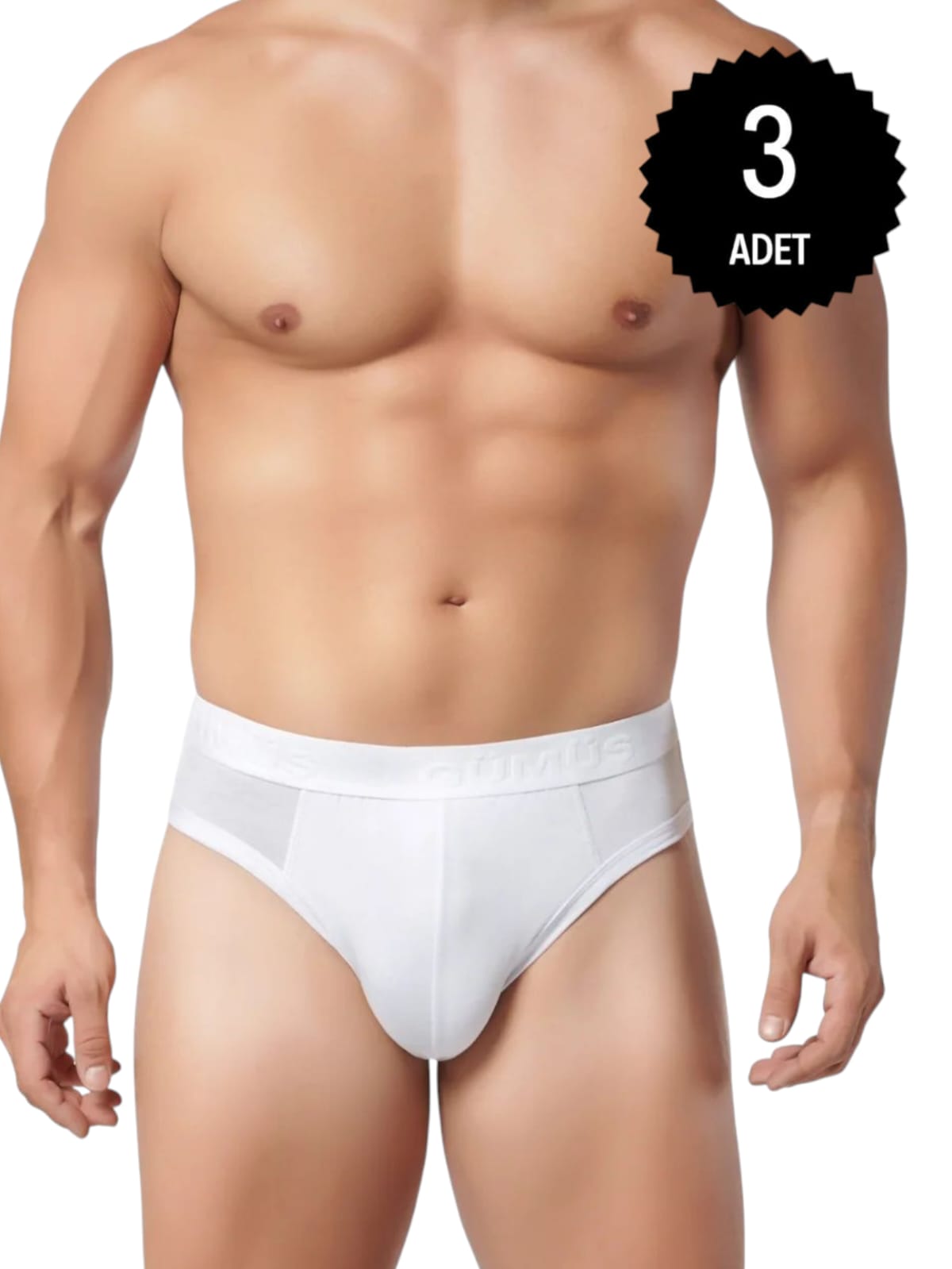 Gümüş İç Giyim 7008 Erkek Modal Kemerli Slip Külot Beyaz 3 Lü Paket