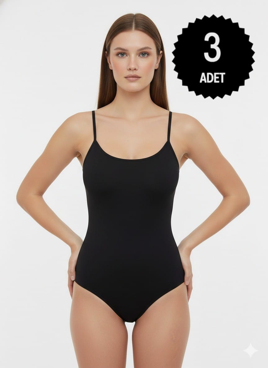 Sıla Sella 200 Viskon İp Askı Siyah Body 3'lü Paket