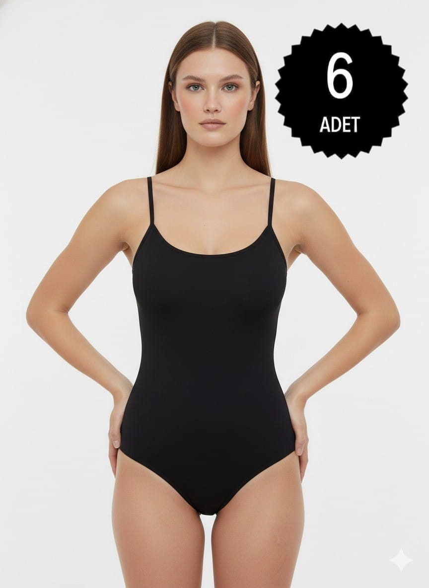 Sıla Sella 200 Viskon İp Askı Siyah Body 6'lı Paket