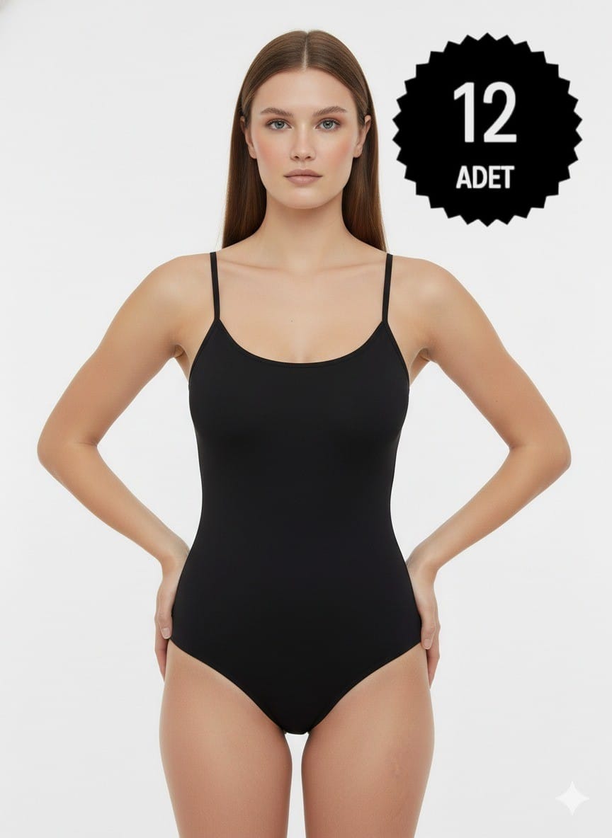 Sıla Sella 200 Viskon İp Askı Siyah Body 12'li Paket