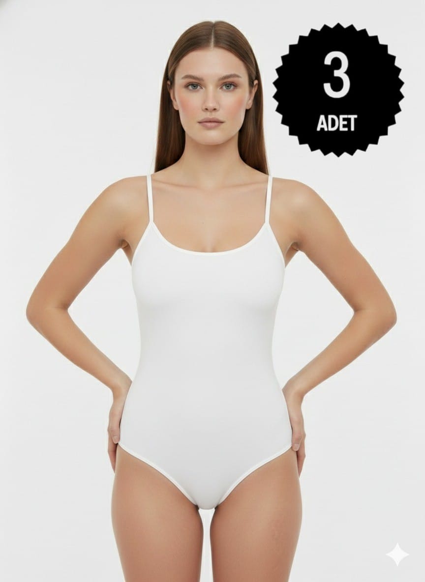 Sıla Sella 200 Viskon İp Askı Beyaz Body 3'lü Paket