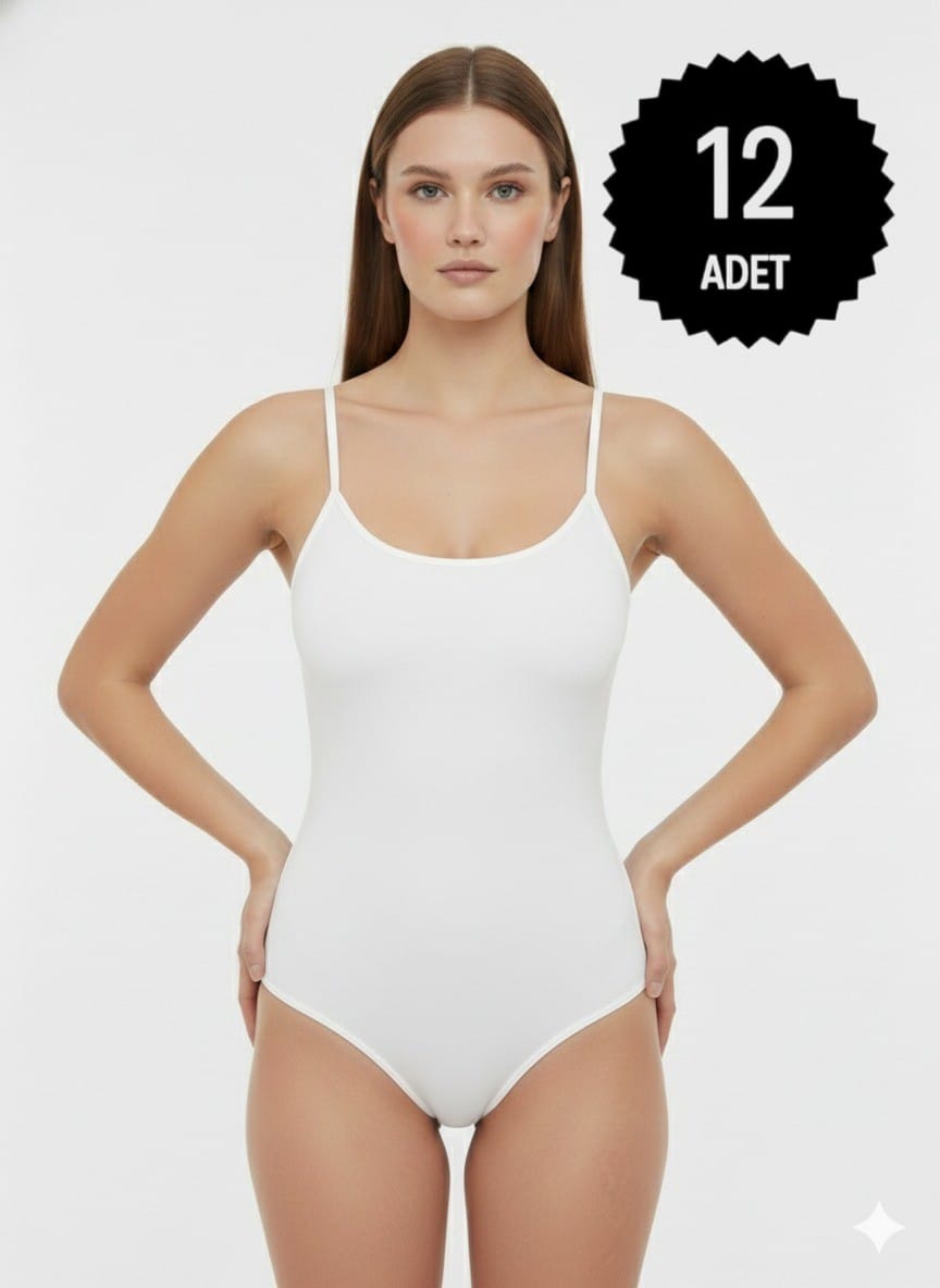 Sıla Sella 200 Viskon İp Askı Beyaz Body 12'li Paket