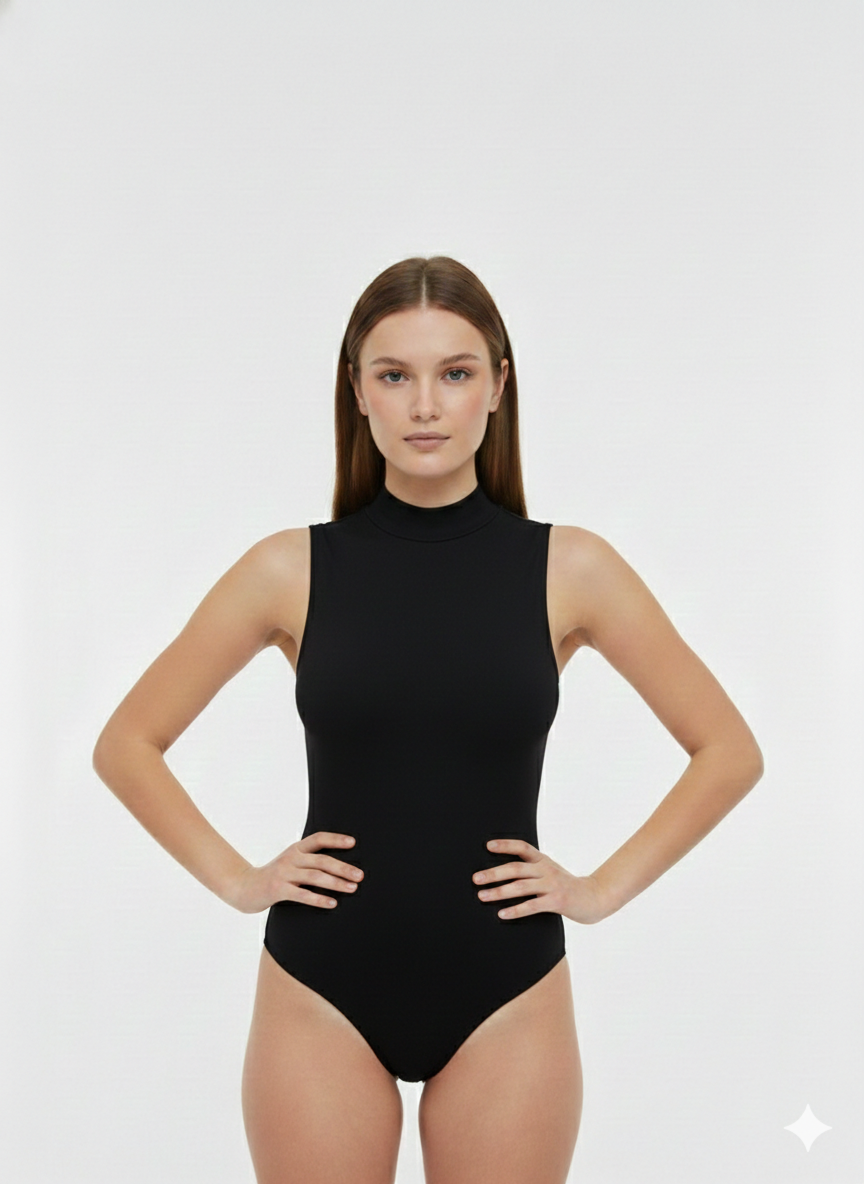 Sıla Sella 206 Viskon  Sıfır Kol Yarım Balıkçı Siyah Body