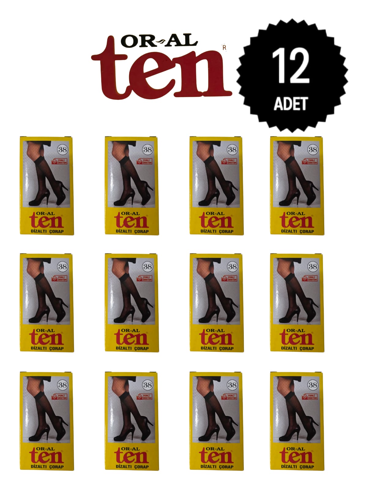 Oral Ten Kadın 20 Denye İnce Dizaltı Çorap 38 Bronz Rengi 12'li Paket