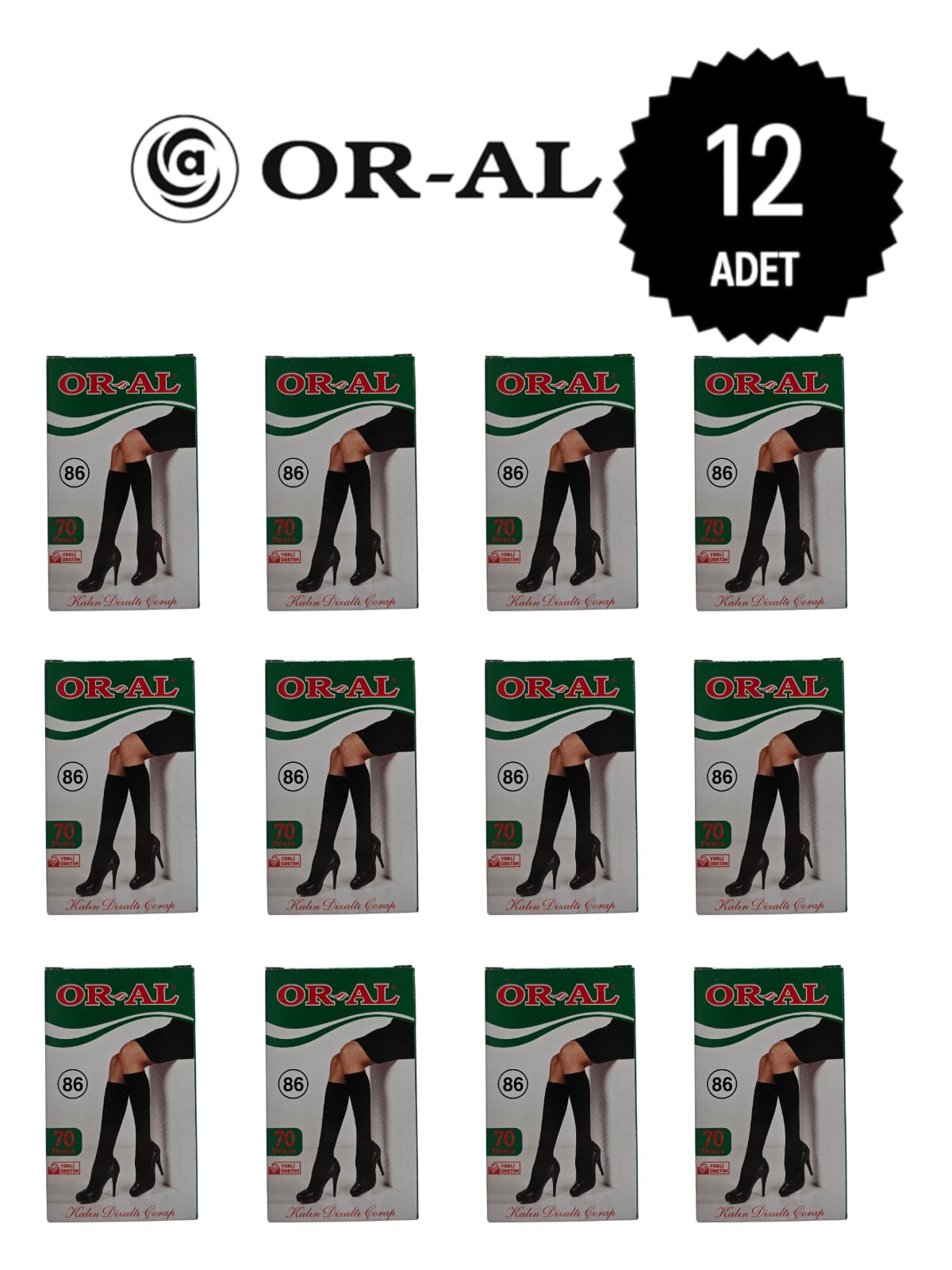 Oral Kadın 70 Denye Opak Dizaltı Çorap 86 Vizon Rengi 12'li paket