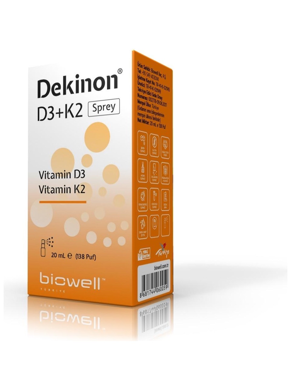 Biowell Dekinon D3 K2 Sprey 20 ml 130Puf