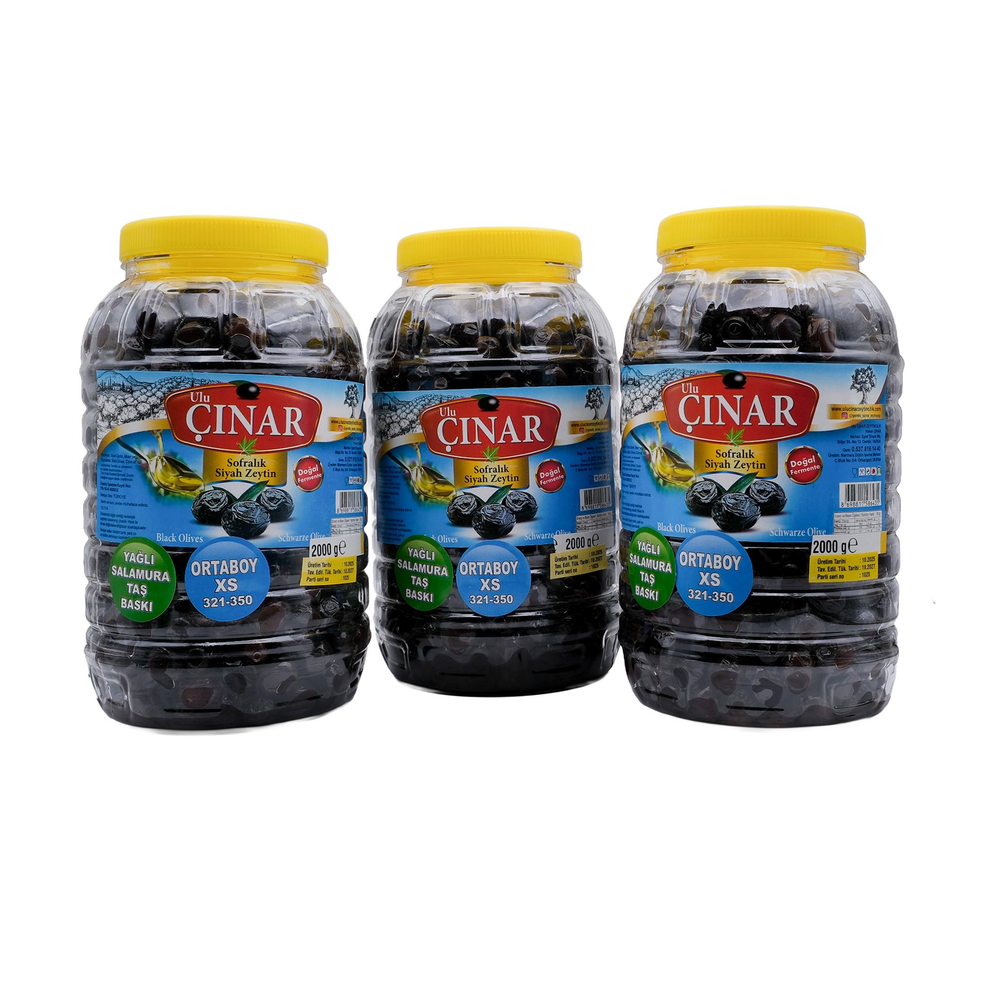 Orta Boy Siyah Zeytin Orta Tuzlu 2 Kg X 3 Adet= 6 Kg