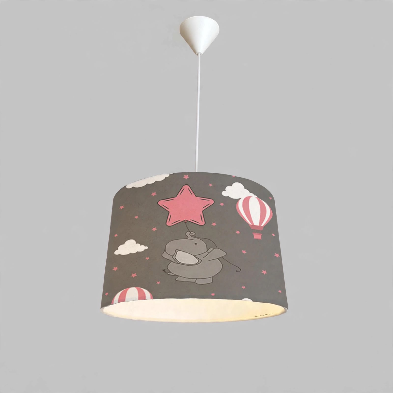 Minibabyroom Pembe Yıldızlı Fil Temalı Çocuk Odası Sarkıt Avize