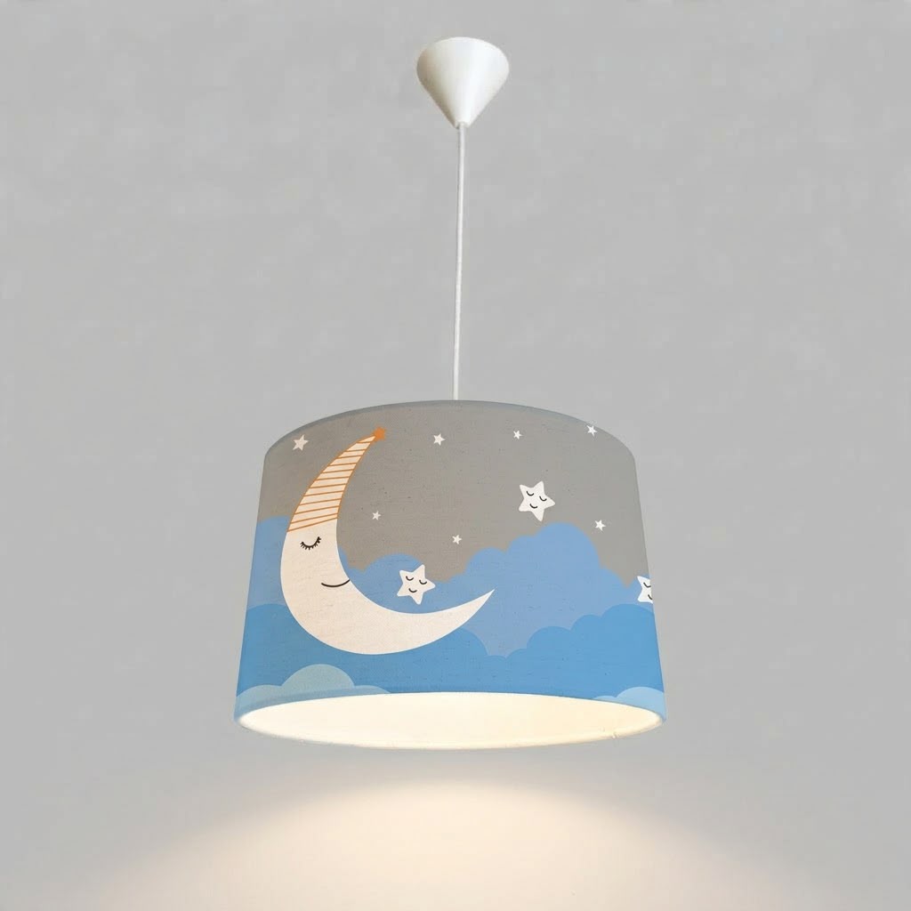 Minibabyroom Mavi Ay ve Yıldızlar Temalı Çocuk Odası Sarkıt Avize
