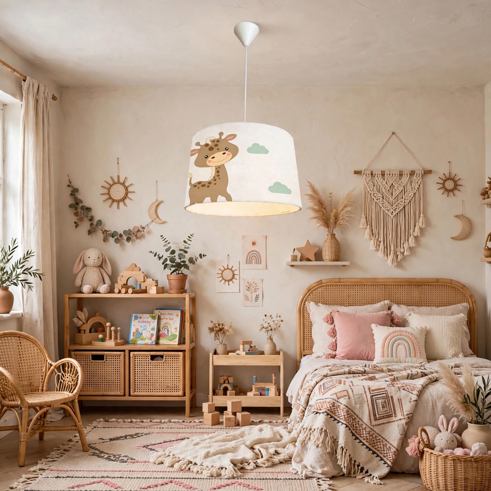 Minibabyroom Zürafa ve Gökkuşağı Temalı Çocuk Odası Sarkıt Avize