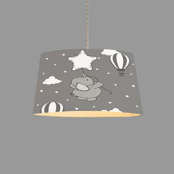 Minibabyroom Beyaz Yıldızlı Fil Temalı Çocuk Odası Sarkıt Avize