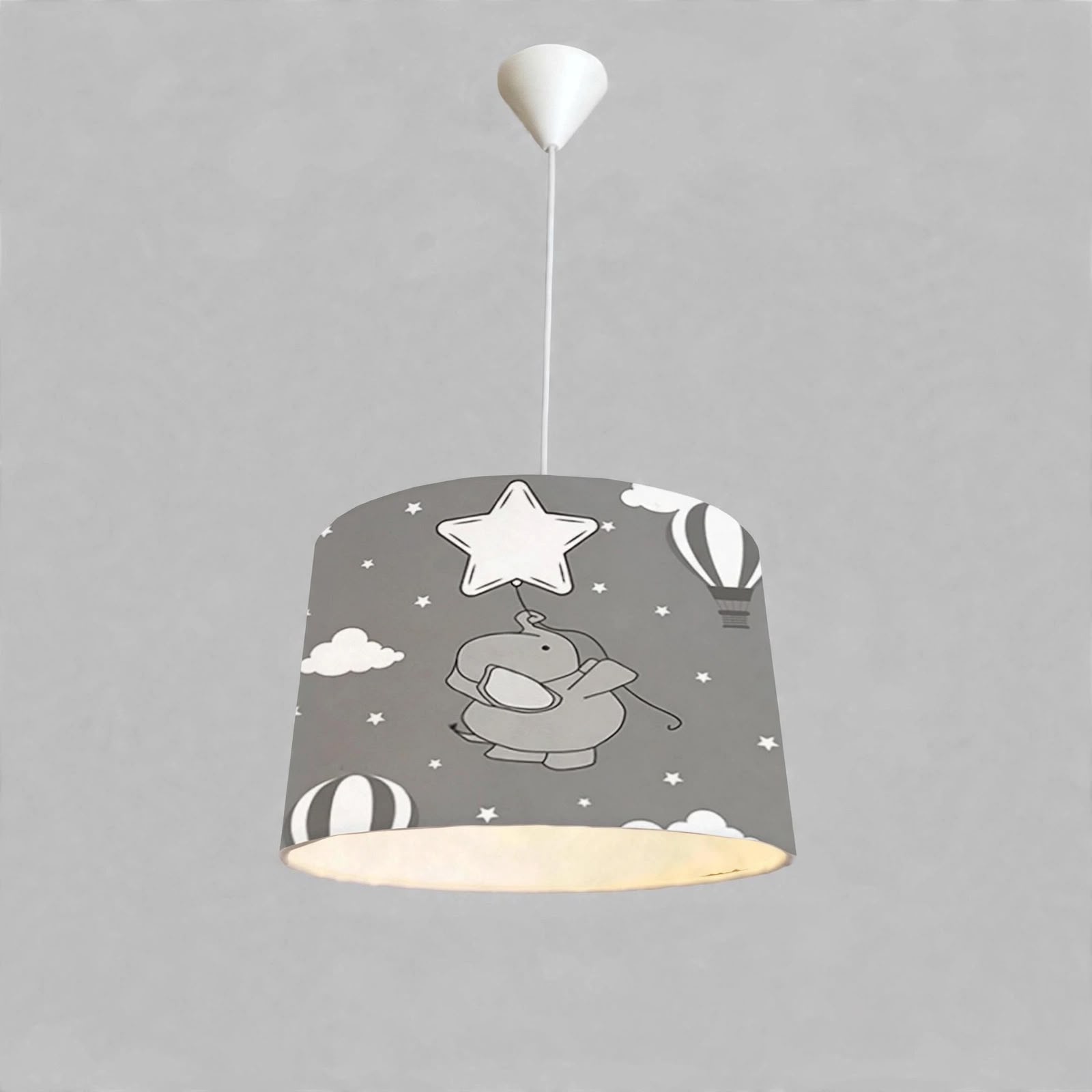 Minibabyroom Beyaz Yıldızlı Fil Temalı Çocuk Odası Sarkıt Avize