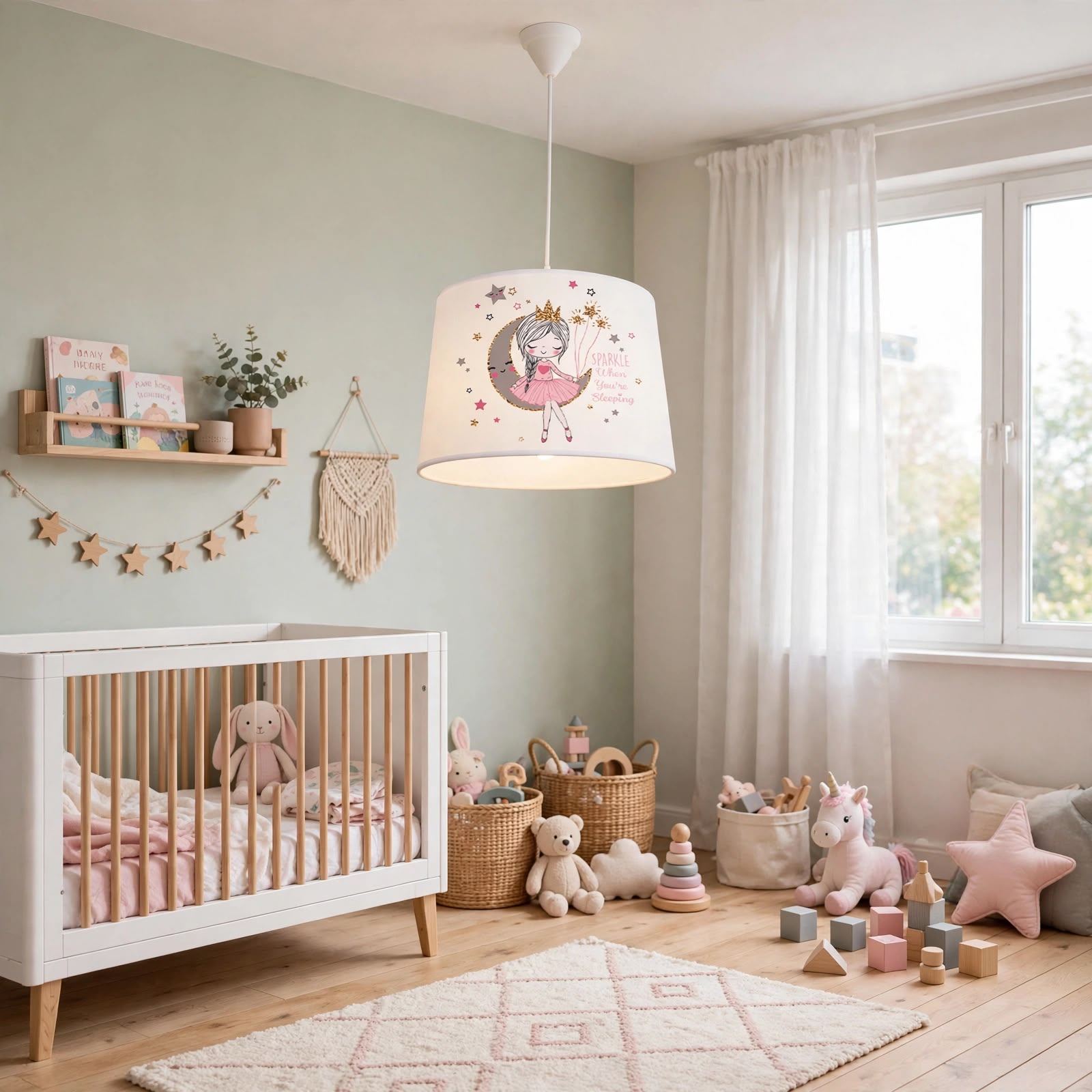 Minibabyroom Ayda Oturan Kız Temalı Çocuk Odası Sarkıt Avize