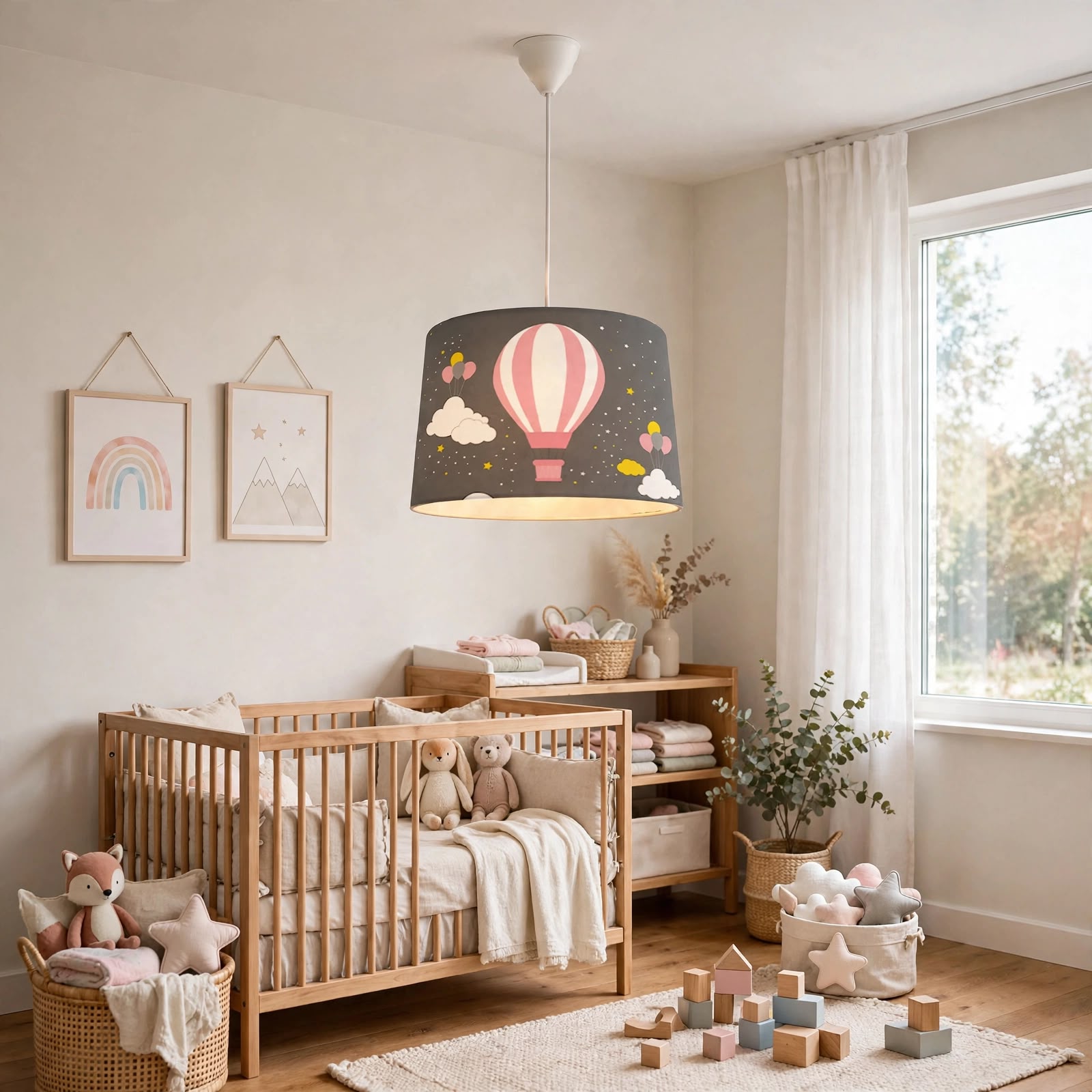 Minibabyroom Pembe Uçan Balon Temalı Çocuk Odası Sarkıt Avize