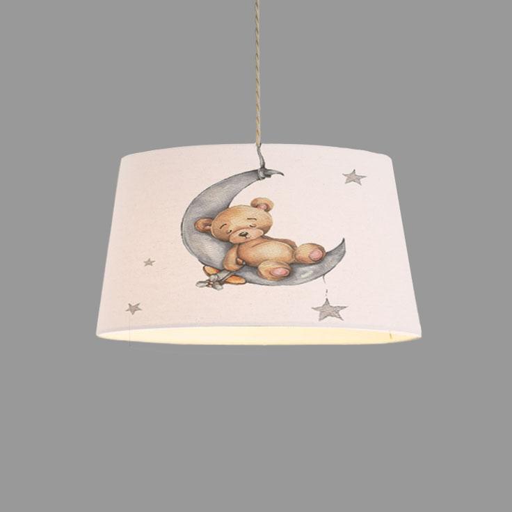 Minibabyroom Ayda Uyuyan Ayıcık Beyaz Zemin Temalı Çocuk Odası Sarkıt Avize