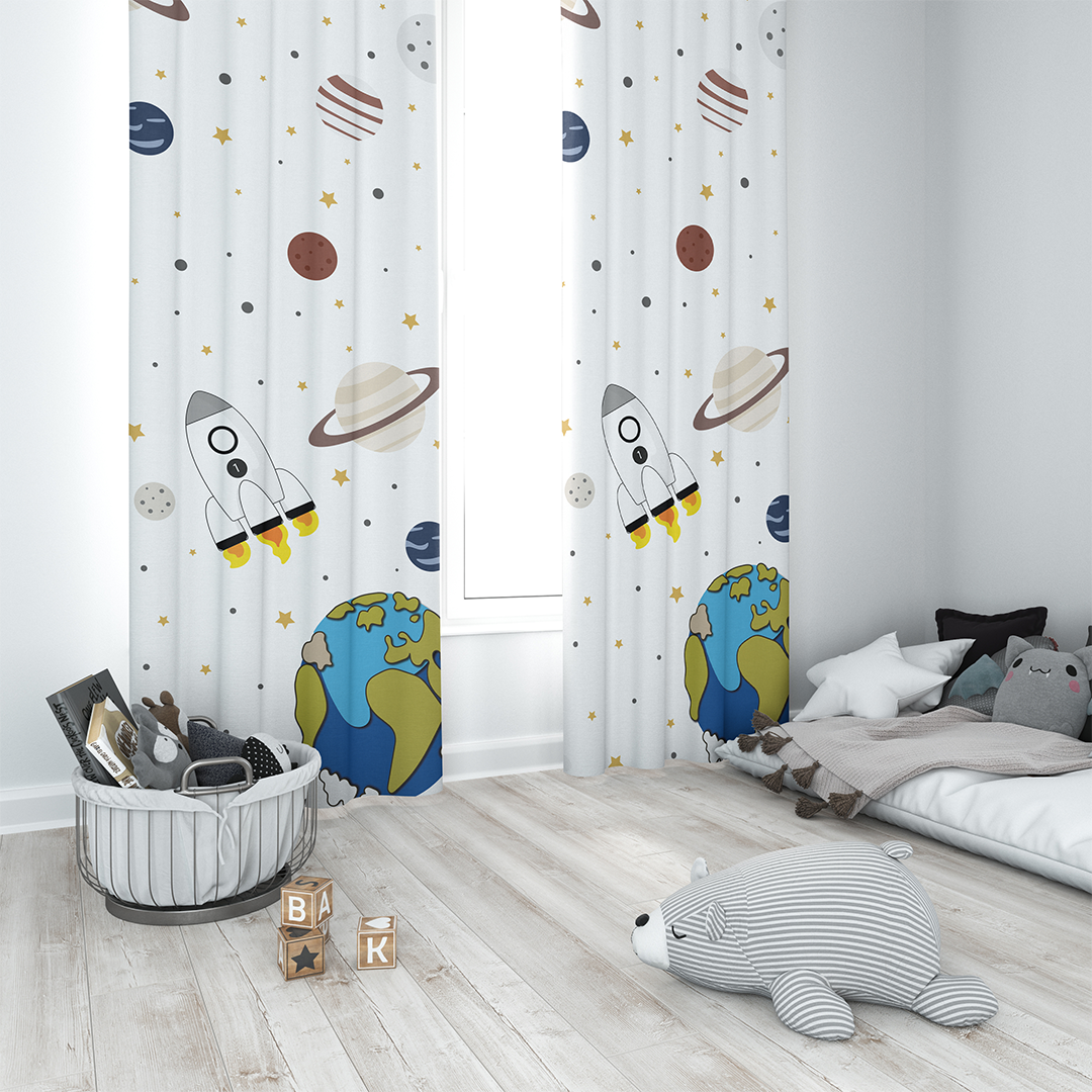 Minibabyrooms Uzay ve Gezegenler Temalı Fon Perde