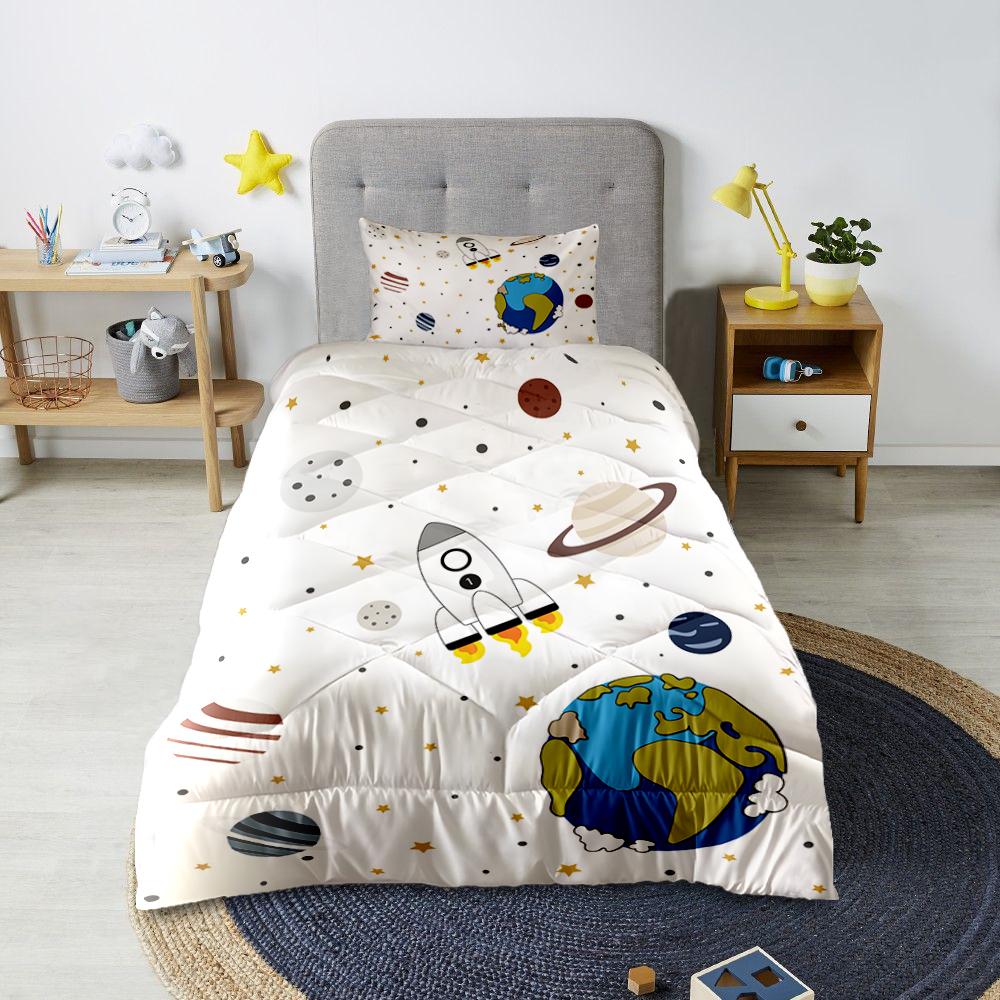 Minibabyrooms Uzay ve Gezegenler Desenli Kapitone Yorgan