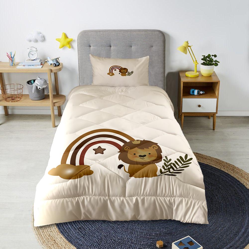 Minibabyrooms Aslan ve Gökkuşağı Desenli Kapitone Yorgan