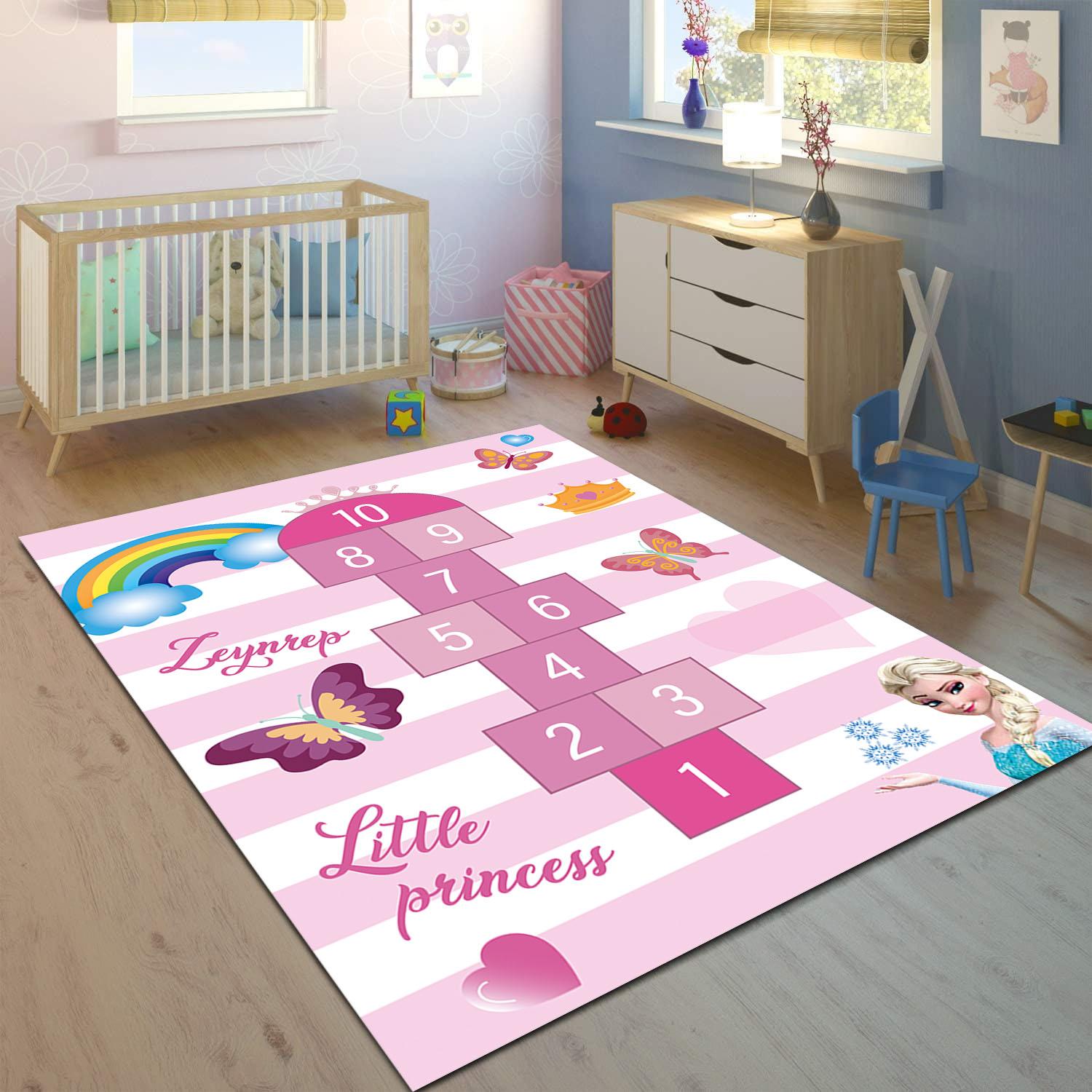Minibabyrooms  Pembe Beyaz Şeritli Elsa ve Seksek
