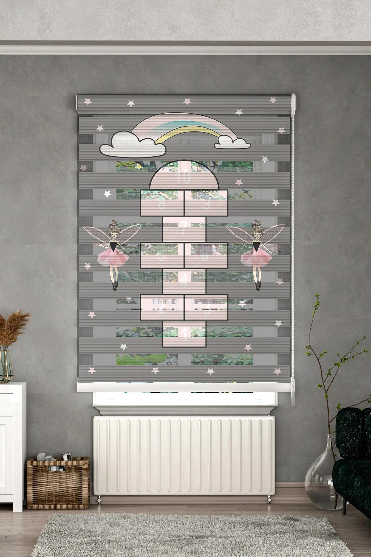 Minibabyrooms Peri Kız ve Seksek Desenli Zebra Perde