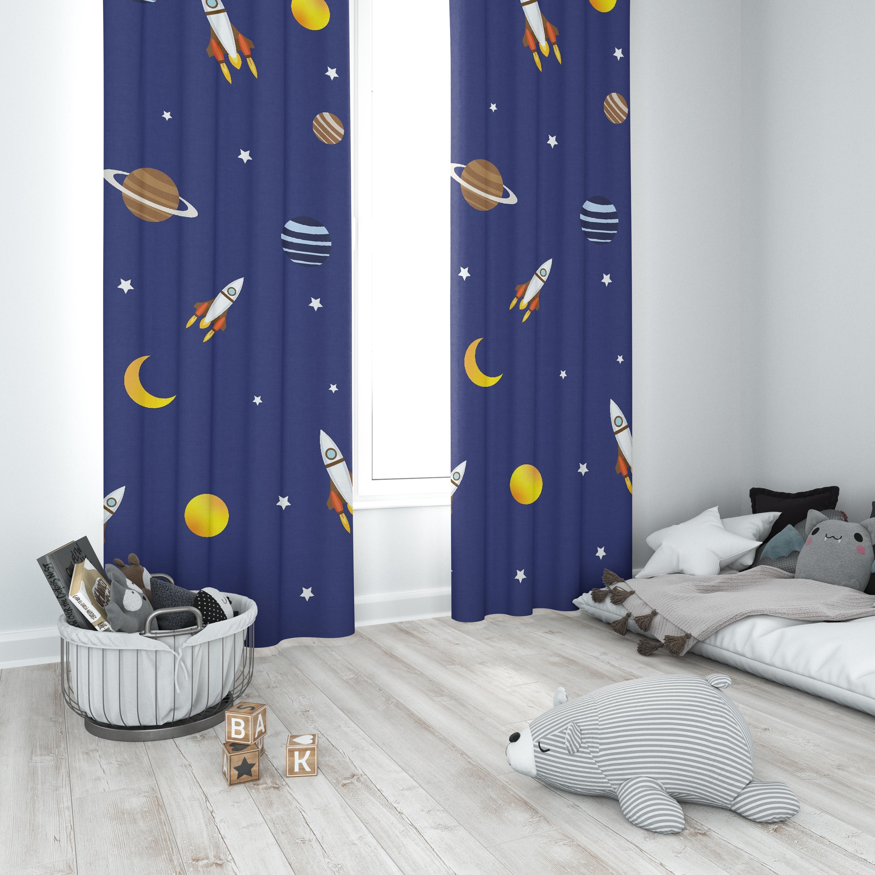 Minibabyrooms Uzay ve Seksek Temalı Fon Perde