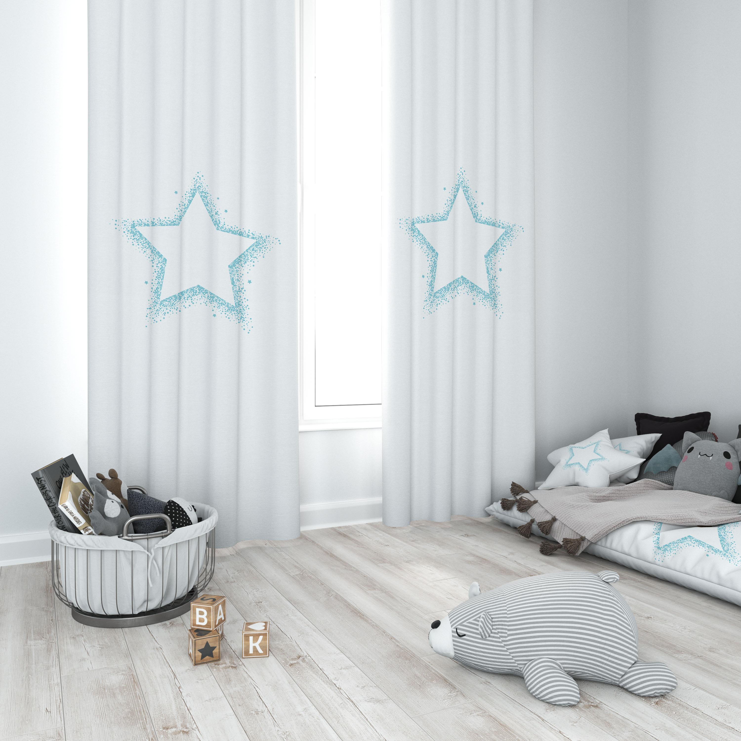 Minibabyrooms Yeşil Yıldız Temalı Fon Perde