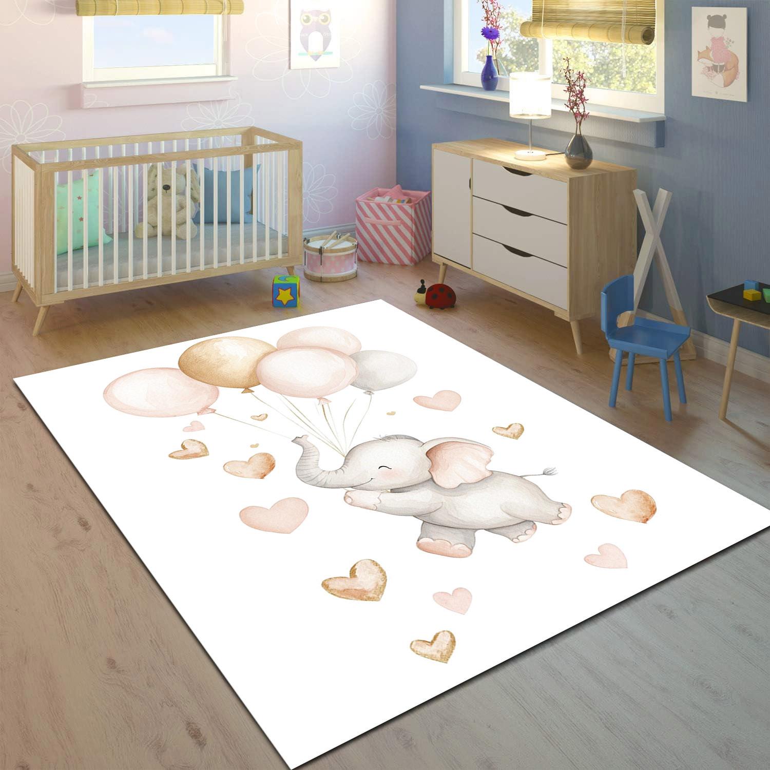 Minibabyrooms  Fil ve Balonlar Desenli Çocuk Odası Halısı