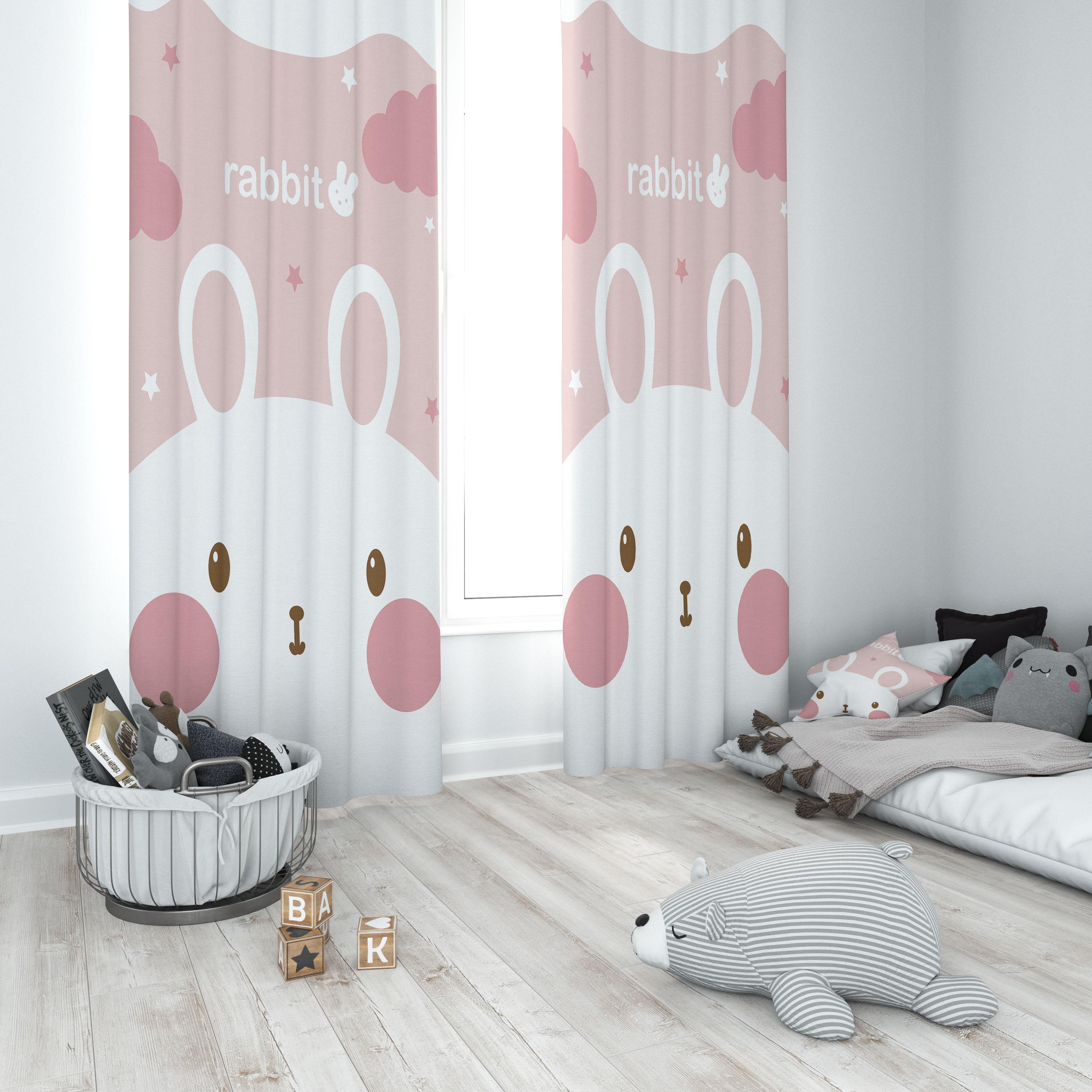 Minibabyrooms Sevimli Tavşan Temalı Fon Perde