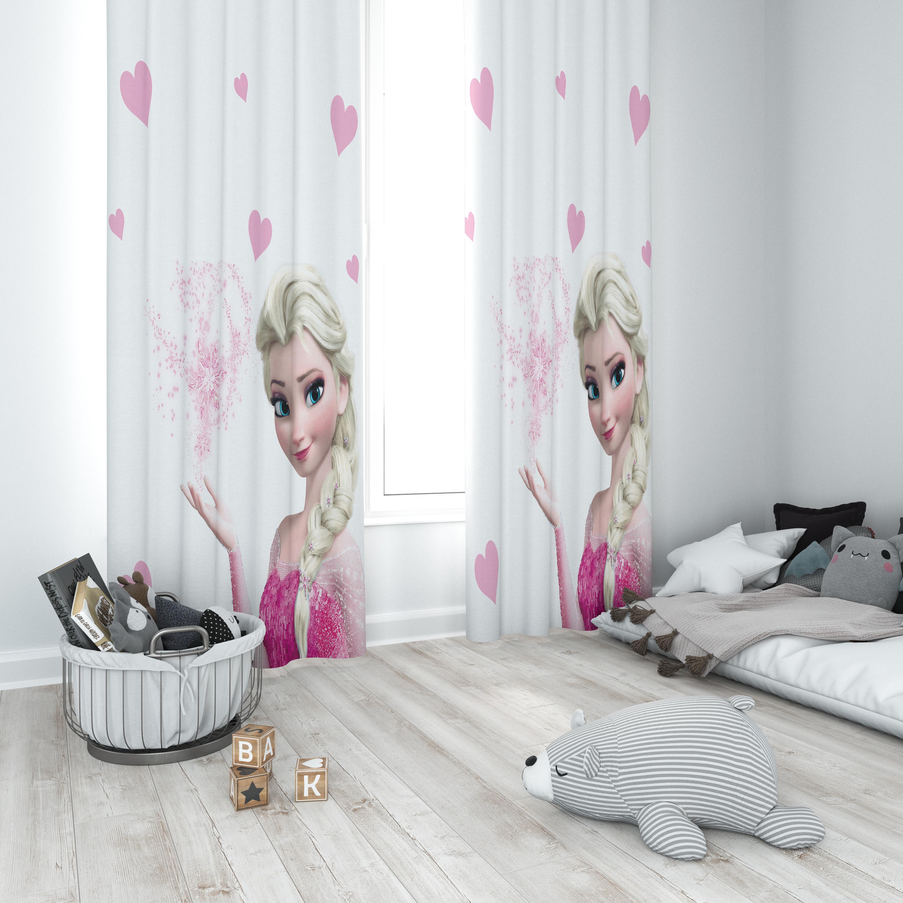 Minibabyrooms Elsa ve Pembe Kalplar Temalı Fon Perde